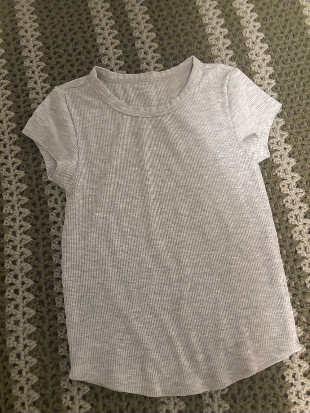 American Eagle Outfitters Kids Short Sleeve Ribbed Tee - Light Gray